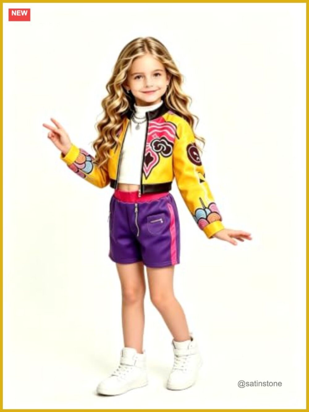 Girls 3-Piece Halloween Costume Jacket Shirt Shorts Cosplay Kids Stage Outfit
